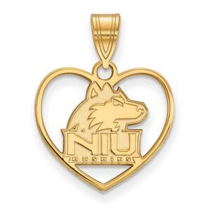 14k Gold Plated Silver Northern Illinois U. Heart Pendant